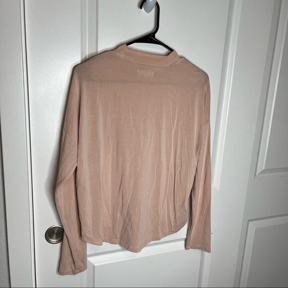 Madewell Sandwashed Mock Neck Tee In Sheer Pink Size Small - Picture 7 of 7